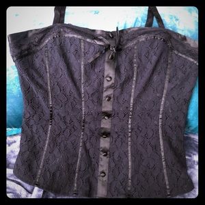 Corset Top Black Satin n Lace